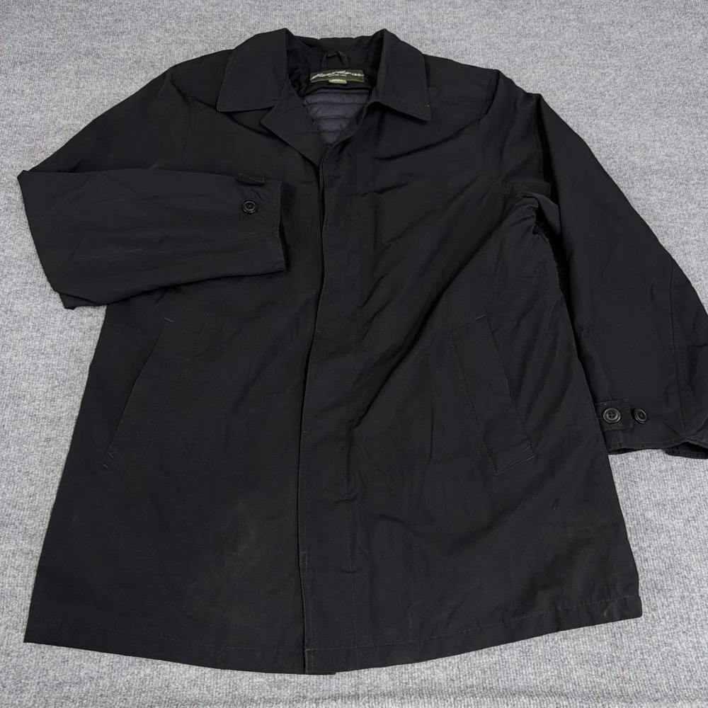Eddie Bauer Jacket Men Large Overcoat Trench Coat 550 Down Fill Liner Button Up - Picture 2 of 14